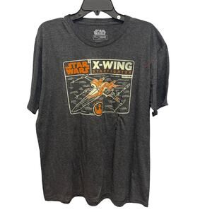 New Star Wars Mens Large X-Wing Starfighter Specs Cotton Blend Short Sleeve Tee